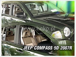 Plexi ofuky oken, deflektory, Jeep Compass, 2007- přední + zadní