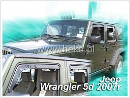 Plexi ofuky oken, deflektory, Jeep Wrangler, 3/5dveř. 2007- přední