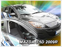 Plexi ofuky oken, deflektory Mazda 3, 2009-2014 přední