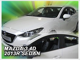 Plexi ofuky oken, deflektory, Mazda 3, 2013- přední + zadní pro sedan