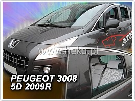 Plexi ofuky oken Peugeot 3008, 2009-2016, přední + zadní