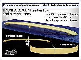 Křídlo, zadní spoiler, Hyundai Accent, 98-00 sedan