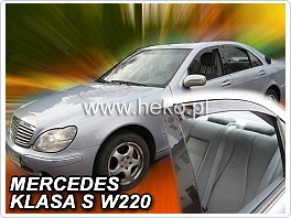 Plexi ofuky, deflektory Mercedes S W220 1999-2005 přední + zadní pro long verzi