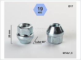 Kolová matice 14x1,5x25 kužel otevřená