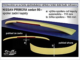Křídlo s brzd. světlem, zadní spoiler, Nissan Primera, 98-01 sedan