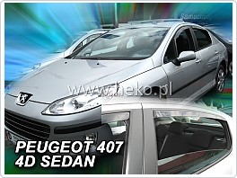Plexi ofuky oken Peugeot 407, 2004- přední + zadní pro sedan