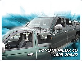 Plexi ofuky oken, deflektory, Toyota Hilux 4Dveř MK5 1998-2005, přední