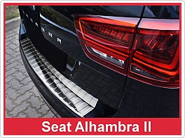 Ochranný nerezový práh zadního nárazníku, kryt hrany nárazníku Seat Alhambra 2010-, VW Sharan 2010-