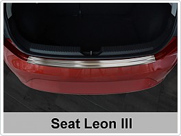 Ochranný nerezový práh zadního nárazníku, kryt hrany nárazníku Seat Leon 2013-