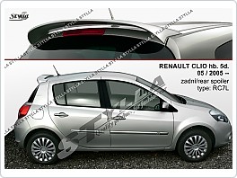 KŘÍDLO, ZADNÍ SPOILER RENAULT CLIO 2006-2012 5.dveř. hatchback RC7L