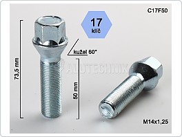 Šroub kolový 14x1,25x50 kužel