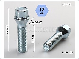 Šroub kolový 14x1,25x55 kužel