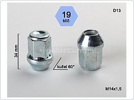 Kolová matice 14x1,5x34 kužel uzavřená