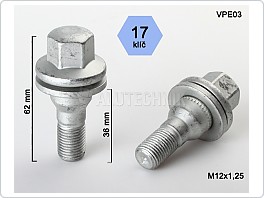 Šroub kolový plochý 12x1,25x36 Citroen, Peugeot