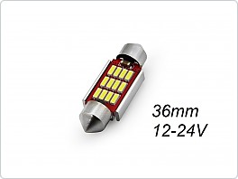 Autožárovka LED sufit 12SMD, 12-24V 36mm, bílá
