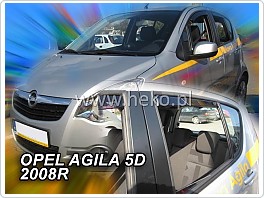 Plexi ofuky oken, deflektory, Opel Agila, 2008-, přední + zadní
