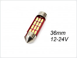 Autožárovka LED sufit 12SMD, 12-24V 36mm, bílá