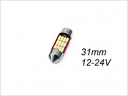 Autožárovka LED sufit 12SMD, 12-24V 31mm, bílá
