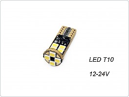 LED žárovka T10 (W5W) 12SMD 2835, 12V - bílá, CANBUS, 1ks