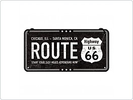 Plechová cedule Route 66, závěsná 10x20cm
