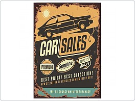 Plechová cedule Car Sales, 20x30cm