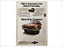 Plechová cedule Chevrolet Camaro, 20x30cm