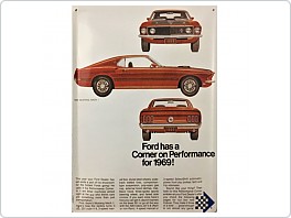 Plechová cedule Ford Mustang Mach 1. 1969, 20x30cm