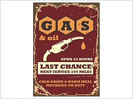 Plechová cedule Gas and Oil, 20x30cm