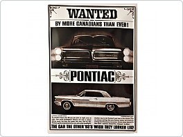 Plechová cedule Pontiac WANTED, 20x30cm