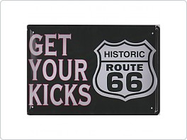 Plechová cedule Route 66, Get Your Kicks, 20x30cm