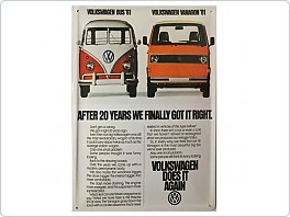 Plechová cedule Volkswagen Transporter 1961-1981, 20x30cm
