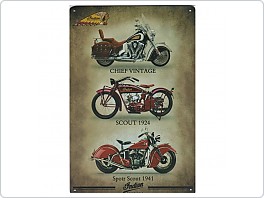 Plechová cedule moto 3x Indian, 20x30cm