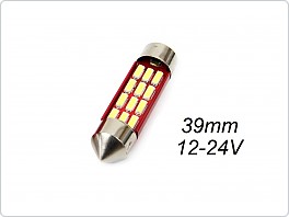 Autožárovka LED sufit 12SMD, 12-24V 39mm, bílá