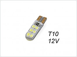 LED žárovka T10 (W5W) 12SMD 2835 silikon, 12V - bílá