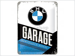 Plechová cedule BMW Garage, 15x20cm