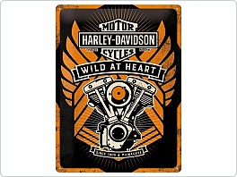 Plechová cedule Harley Davidson Wild At Heart, 30x40cm