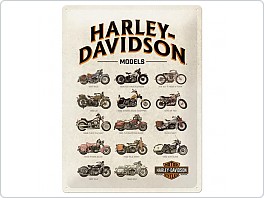 Plechová cedule Harley Davidson modely, 30x40cm