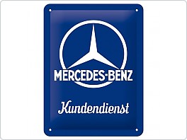 Plechová cedule Mercedes modrá, 15x20cm