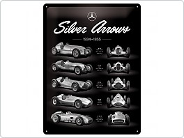 Plechová cedule Mercedes Silver Arrows, 30x40cm