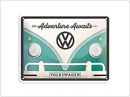 Plechová cedule VW Adventure Awaits, 15x20cm