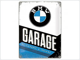 Plechová cedule BMW Garage, 30x40cm prolisovaná