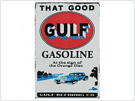 Plechová cedule Gulf Gasoline, 20x30cm