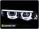 Přední světla BMW E38, 1994-2001, 3D LED angel eyes, chromové