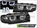 Přední světla BMW E38, 1994-2001, 3D LED angel eyes, černé