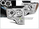 Přední světla, světlomety, lampy Ford F150 MK12, 2008-2014, Angel Eyes, chromové