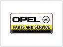 Závěsná cedule Opel Parts and Service, 20x10 cm