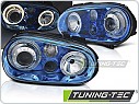 Přední světlomety, světla, lampy VW Golf IV, 1997-2003, ANGEL EYES, modré