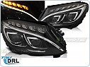 Přední světlomety Mercedes W205 2014-2018, TRUE DRL, černé