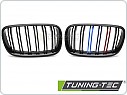 Přední maska BMW X5 E70 (2007-2013), X6 E71 (2008-2014), leskle černá s trikolórou double bar