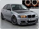 Přední světlomety BMW E46 Sedan Touring, 1998-2001, Angel Eyes, dělené, černé black, s motorky LPBM41